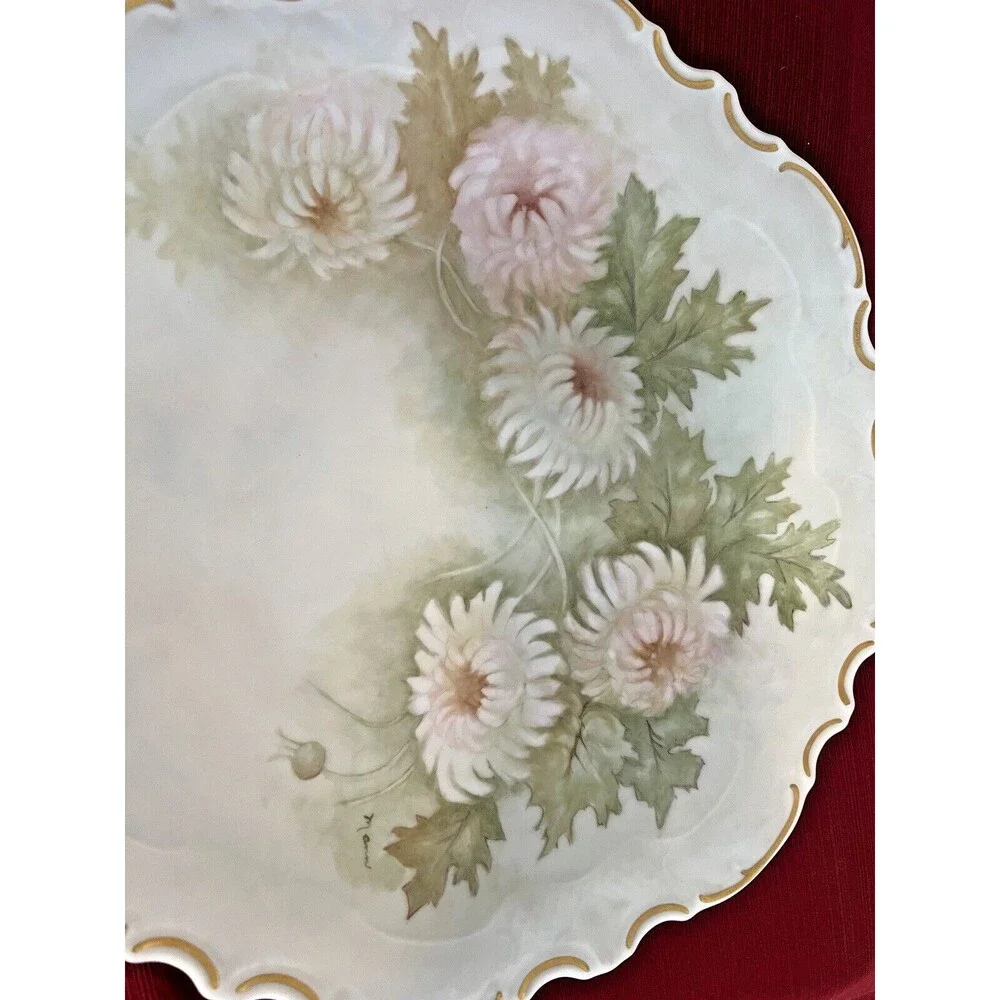 Reichenback German FINE CHINA Floral Hand Painted Mumm Serving Platter Vintage
